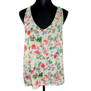 Millau LF Small Floral Print Sheer Bow Racer Back Top - M